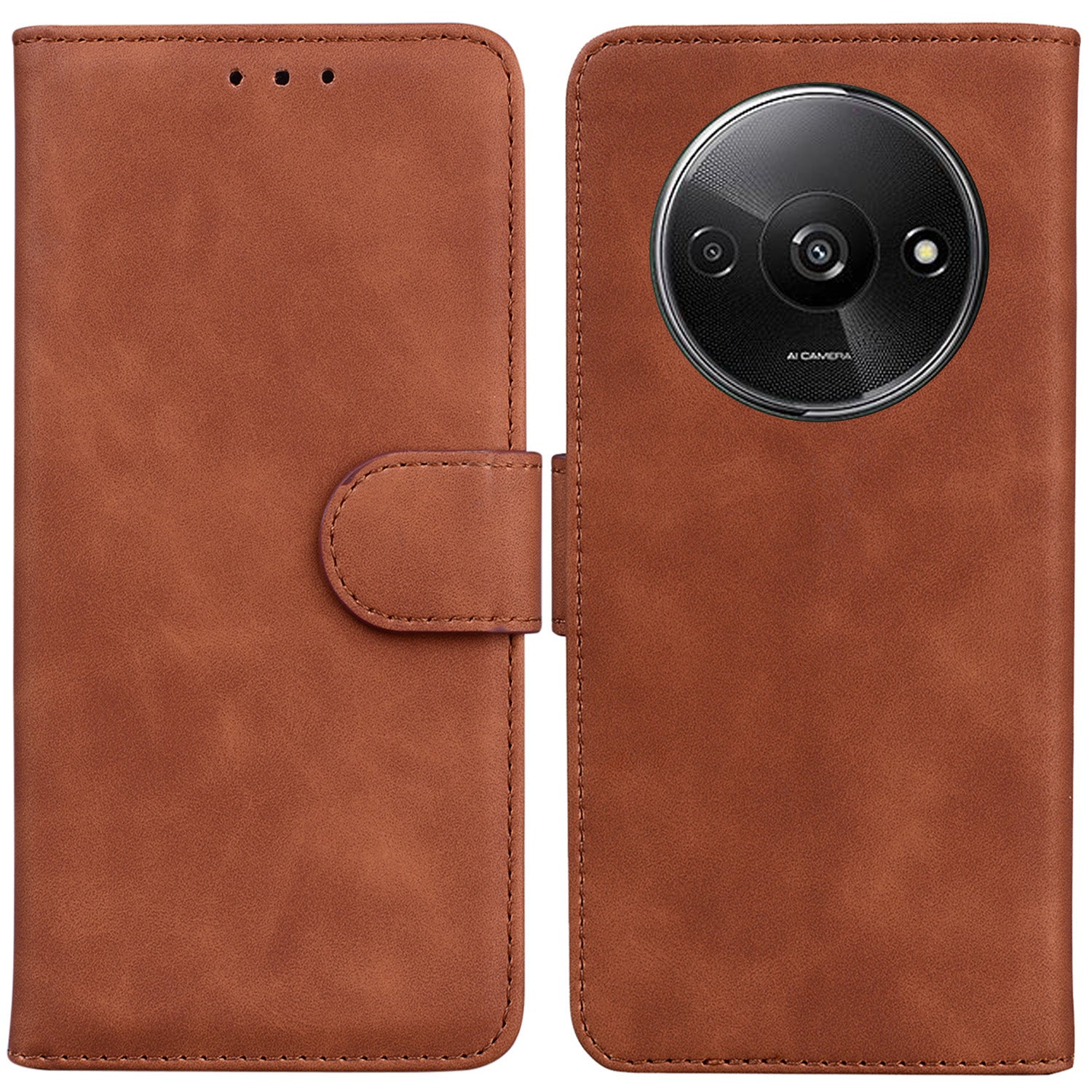 For Xiaomi Redmi A3 / Poco C61 4G Cell Phone Case PU Leather Drop-proof Cover Pure Color Phone Stand For Xiaomi Redmi A3 / Poco C61 4G Cell Phone Case PU Leather Drop-proof Cover Pure Color Phone Stand